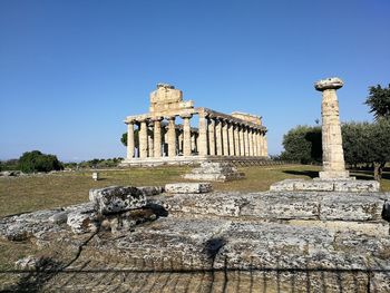 Old ruins of temple against clear sky