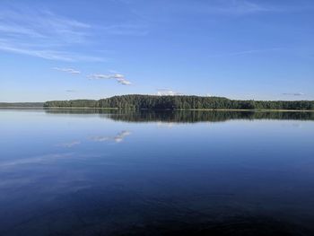 Scenic view of lake against blue sky