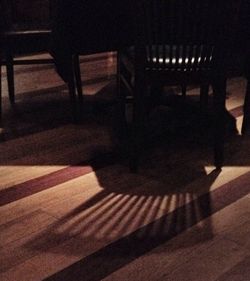 High angle view of empty chairs at home