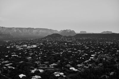 Aerial view of mountain against clear sky