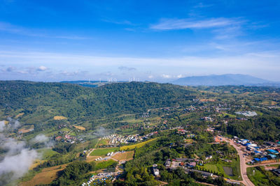 High angle view of townscape against sky