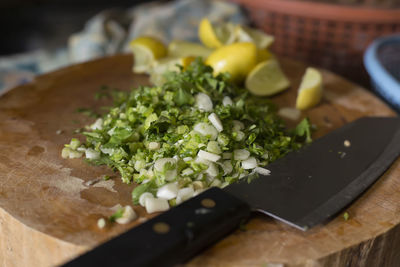 Close-up of food on cutting board