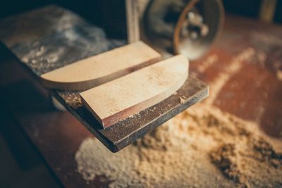 High angle view of cigarette on table