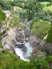 High angle view of waterfall