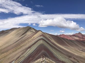 Scenic view of mountains against cloudy sky