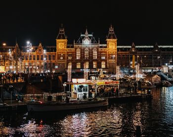 View of illuminated city at night