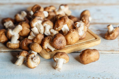 Close-up of mushrooms on table