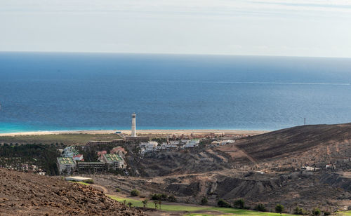 High angle view of sea against sky