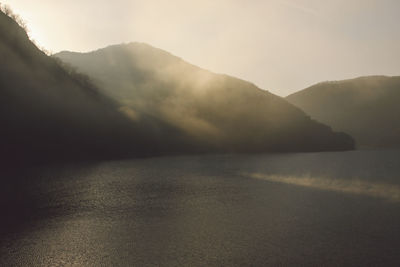 Scenic view of mountain lake