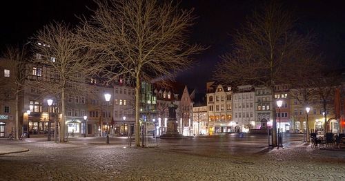 Illuminated building at night
