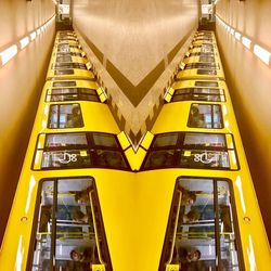 Low angle view of illuminated escalator