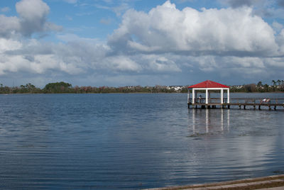 Scenic view of lake against sky