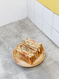 High angle view of bread on table