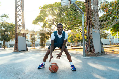 Portrait of young man playing soccer