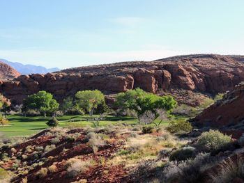 Views from the red saint george sandstone quarry trail or temple quarry trail  red hills golf course