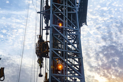 Offshore drilling during sunset in the gulf of mexico