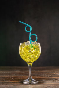 Close-up of wine glass on table