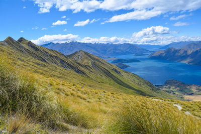 Scenic view of mountains against sky