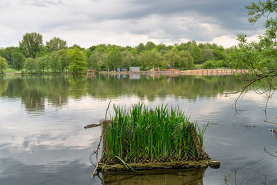 Scenic view of lake against sky