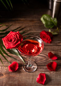 Close-up of wineglass on table