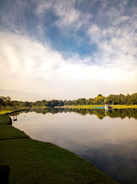 Scenic view of lake against sky