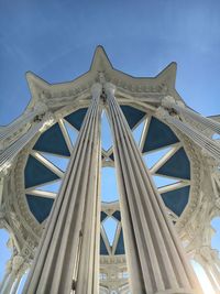 Low angle view of building against blue sky