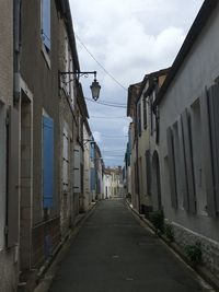 Empty alley amidst buildings in city