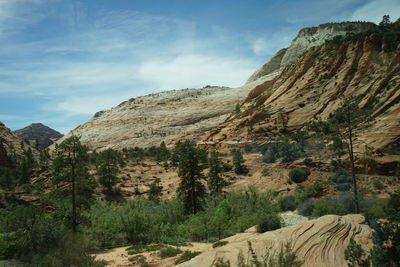 Scenic view of rocky mountains against sky