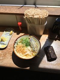 High angle view of food on table