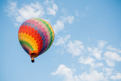 Low angle view of hot air balloon against sky