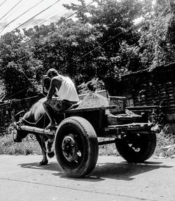 Man working on motorcycle