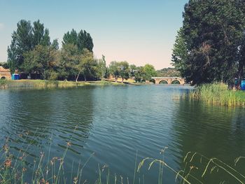 Scenic view of lake against sky