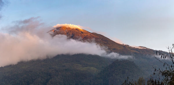 Panoramic view of volcanic landscape against sky