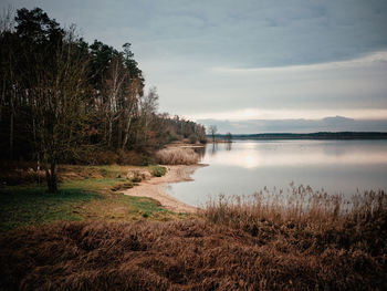 Scenic view of lake against sky