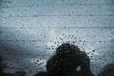 Full frame shot of rain drops on rainy day