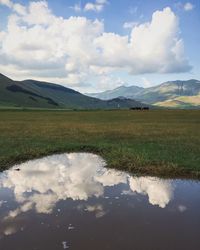 Reflection of clouds in lake