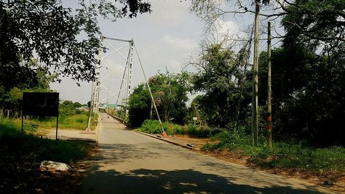 Road by trees against sky