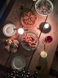 High angle view of ice cream on table