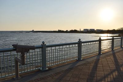 Scenic view of sea against clear sky during sunset