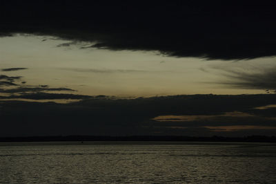 Scenic view of sea against dramatic sky