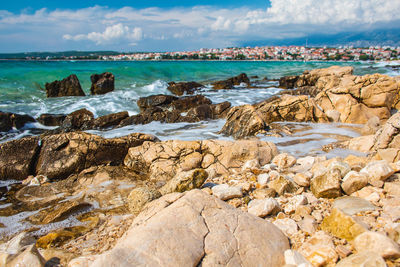 Scenic view of beach against sky