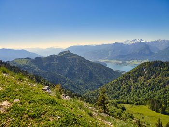 Scenic view of mountains against clear sky