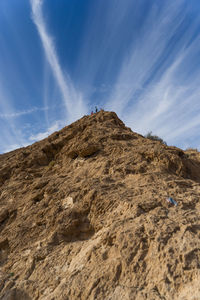 Low angle view of rocky mountain against sky