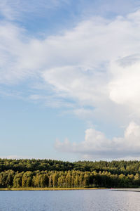 Scenic view of field against blue sky