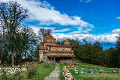 Dzveli or old shuamta monastery is one of the most famous landmark of gombori pass, georgia