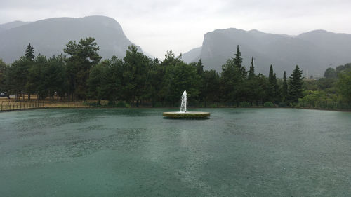 Scenic view of mountain range against sky