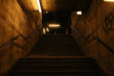 Low angle view of staircase in subway