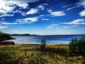 Scenic view of landscape against cloudy sky