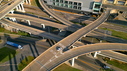 High angle view of city street