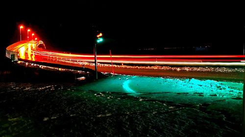 Light trails on street at night